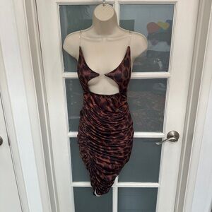 PrettyLittleThing Red Cut Out Ruched Mini Dress